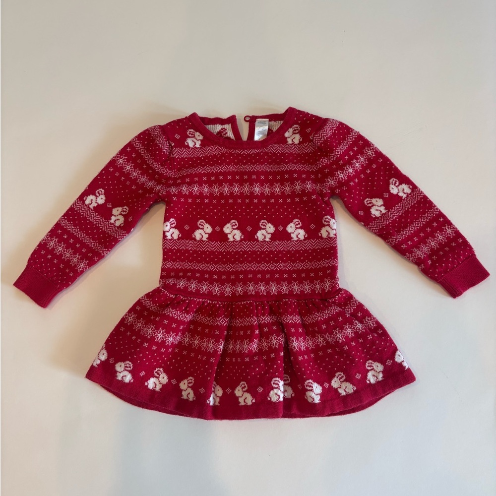 Snow bunny baby Christmas sweater dress